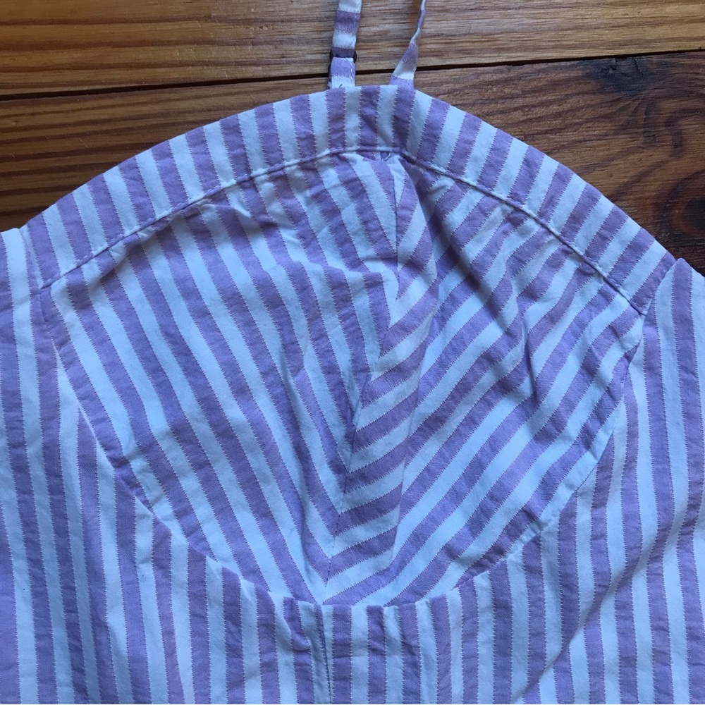 Anthropologie Lavender and White Striped Seersucker Crop Top, NWT, L - Picture 2 of 9